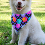 Neon EDM Zig Zag Pineapple Pattern Print Over The Collar Dog Bandana