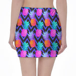 Neon EDM Zig Zag Pineapple Pattern Print Pencil Mini Skirt