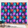 Neon EDM Zig Zag Pineapple Pattern Print Pencil Pleat Curtains