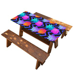 Neon EDM Zig Zag Pineapple Pattern Print Picnic Table Cover