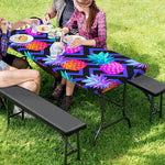 Neon EDM Zig Zag Pineapple Pattern Print Picnic Table Cover