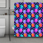 Neon EDM Zig Zag Pineapple Pattern Print Polyester Shower Curtain