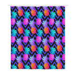 Neon EDM Zig Zag Pineapple Pattern Print Polyester Shower Curtain
