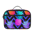 Neon EDM Zig Zag Pineapple Pattern Print Portable Lunch Bag