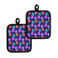 Neon EDM Zig Zag Pineapple Pattern Print Pot Holders