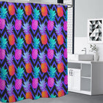 Neon EDM Zig Zag Pineapple Pattern Print Premium Shower Curtain