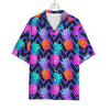 Neon EDM Zig Zag Pineapple Pattern Print Rayon Hawaiian Shirt