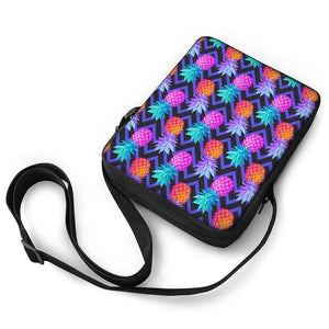 Neon EDM Zig Zag Pineapple Pattern Print Rectangular Crossbody Bag