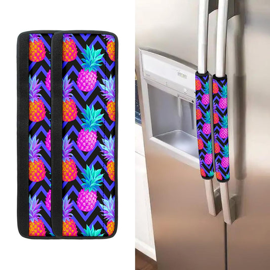 Neon EDM Zig Zag Pineapple Pattern Print Refrigerator Handle Covers
