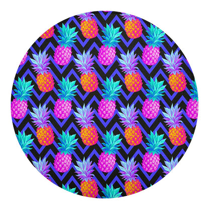 Neon EDM Zig Zag Pineapple Pattern Print Round Blanket