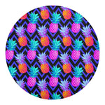 Neon EDM Zig Zag Pineapple Pattern Print Round Blanket