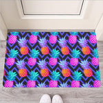 Neon EDM Zig Zag Pineapple Pattern Print Rubber Doormat