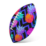 Neon EDM Zig Zag Pineapple Pattern Print Rugby Ball
