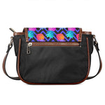 Neon EDM Zig Zag Pineapple Pattern Print Saddle Bag
