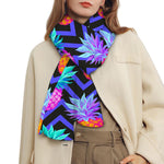 Neon EDM Zig Zag Pineapple Pattern Print Scarf
