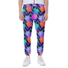 Neon EDM Zig Zag Pineapple Pattern Print Scuba Joggers