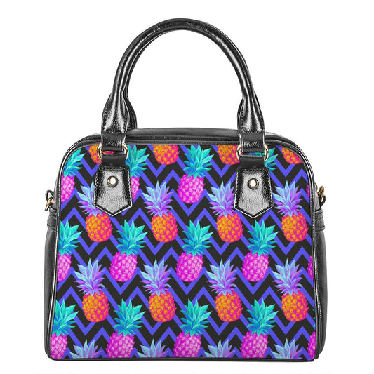 Neon EDM Zig Zag Pineapple Pattern Print Shoulder Handbag