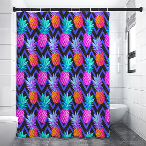 Neon EDM Zig Zag Pineapple Pattern Print Shower Curtain