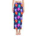 Neon EDM Zig Zag Pineapple Pattern Print Side Slit Maxi Skirt