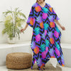 Neon EDM Zig Zag Pineapple Pattern Print Silk V-Neck Kaftan Dress