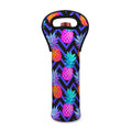 Neon EDM Zig Zag Pineapple Pattern Print Single Neoprene Wine Tote