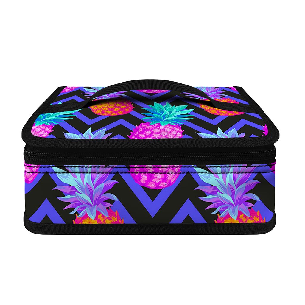 Neon EDM Zig Zag Pineapple Pattern Print Small Lunch Bag