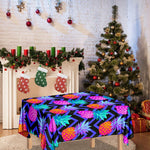Neon EDM Zig Zag Pineapple Pattern Print Tablecloth