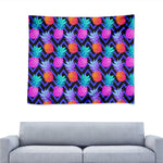 Neon EDM Zig Zag Pineapple Pattern Print Tapestry