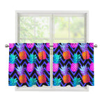 Neon EDM Zig Zag Pineapple Pattern Print Tier Curtains
