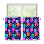 Neon EDM Zig Zag Pineapple Pattern Print Tier Curtains