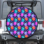 Neon EDM Zig Zag Pineapple Pattern Print Tire Cover