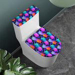Neon EDM Zig Zag Pineapple Pattern Print Toilet Lid And Tank Cover Set