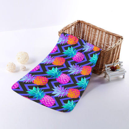 Neon EDM Zig Zag Pineapple Pattern Print Towel