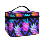 Neon EDM Zig Zag Pineapple Pattern Print Travel Makeup Bag