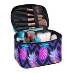 Neon EDM Zig Zag Pineapple Pattern Print Travel Makeup Bag