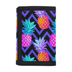 Neon EDM Zig Zag Pineapple Pattern Print Trifold Wallet