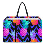 Neon EDM Zig Zag Pineapple Pattern Print Utility Tote Bag