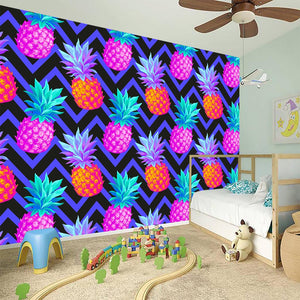 Neon EDM Zig Zag Pineapple Pattern Print Wall Sticker