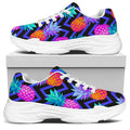 Neon EDM Zig Zag Pineapple Pattern Print White Chunky Shoes