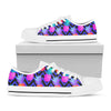 Neon EDM Zig Zag Pineapple Pattern Print White Low Top Sneakers