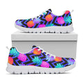 Neon EDM Zig Zag Pineapple Pattern Print White Running Shoes