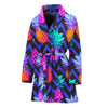 Neon EDM Zig Zag Pineapple Pattern Print Women's Bathrobe