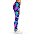 Neon EDM Zig Zag Pineapple Pattern Print Women's Leggings