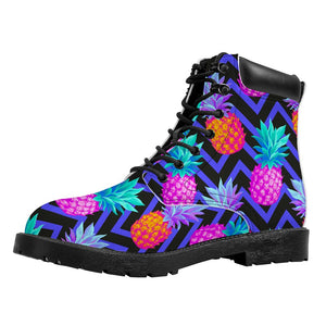 Neon EDM Zig Zag Pineapple Pattern Print Work Boots