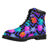 Neon EDM Zig Zag Pineapple Pattern Print Work Boots