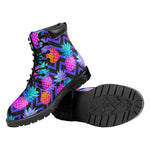 Neon EDM Zig Zag Pineapple Pattern Print Work Boots