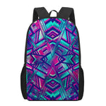 Neon Ethnic Aztec Trippy Print 17 Inch Backpack