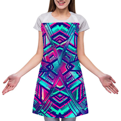 Neon Ethnic Aztec Trippy Print Adjustable Apron