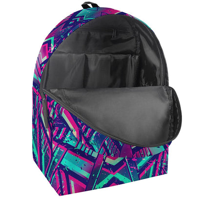 Neon Ethnic Aztec Trippy Print Backpack