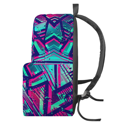 Neon Ethnic Aztec Trippy Print Backpack